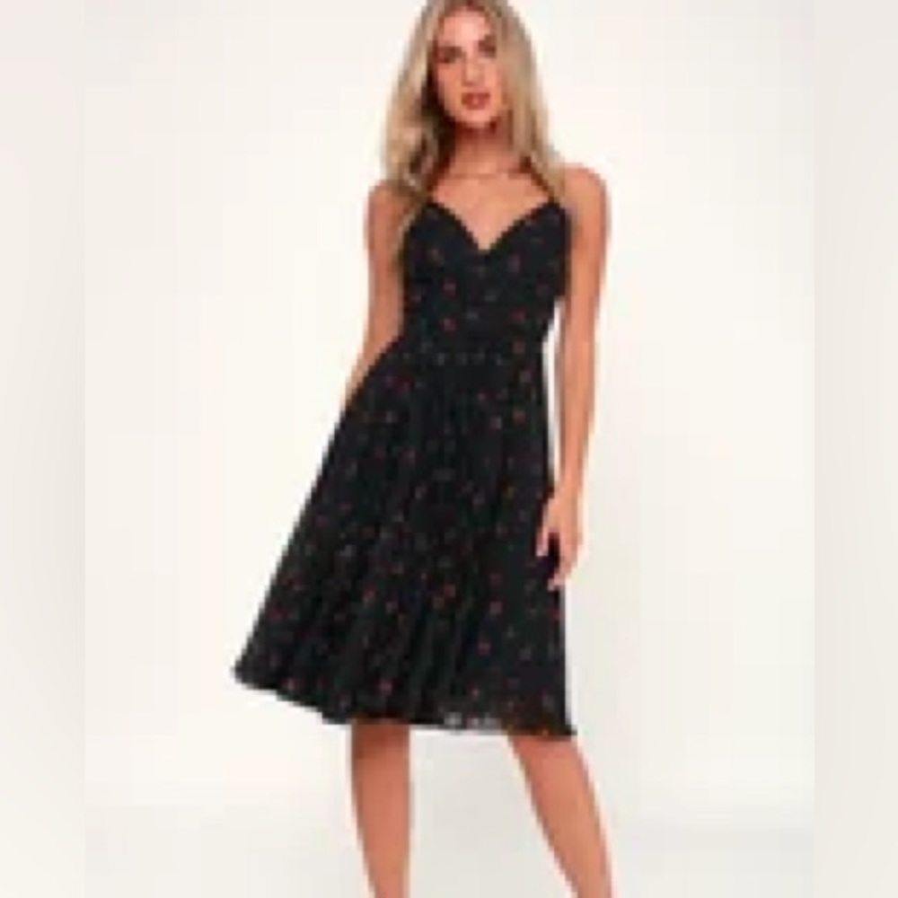 Lulus Beautiful Love Floral Midi Dress, Size S